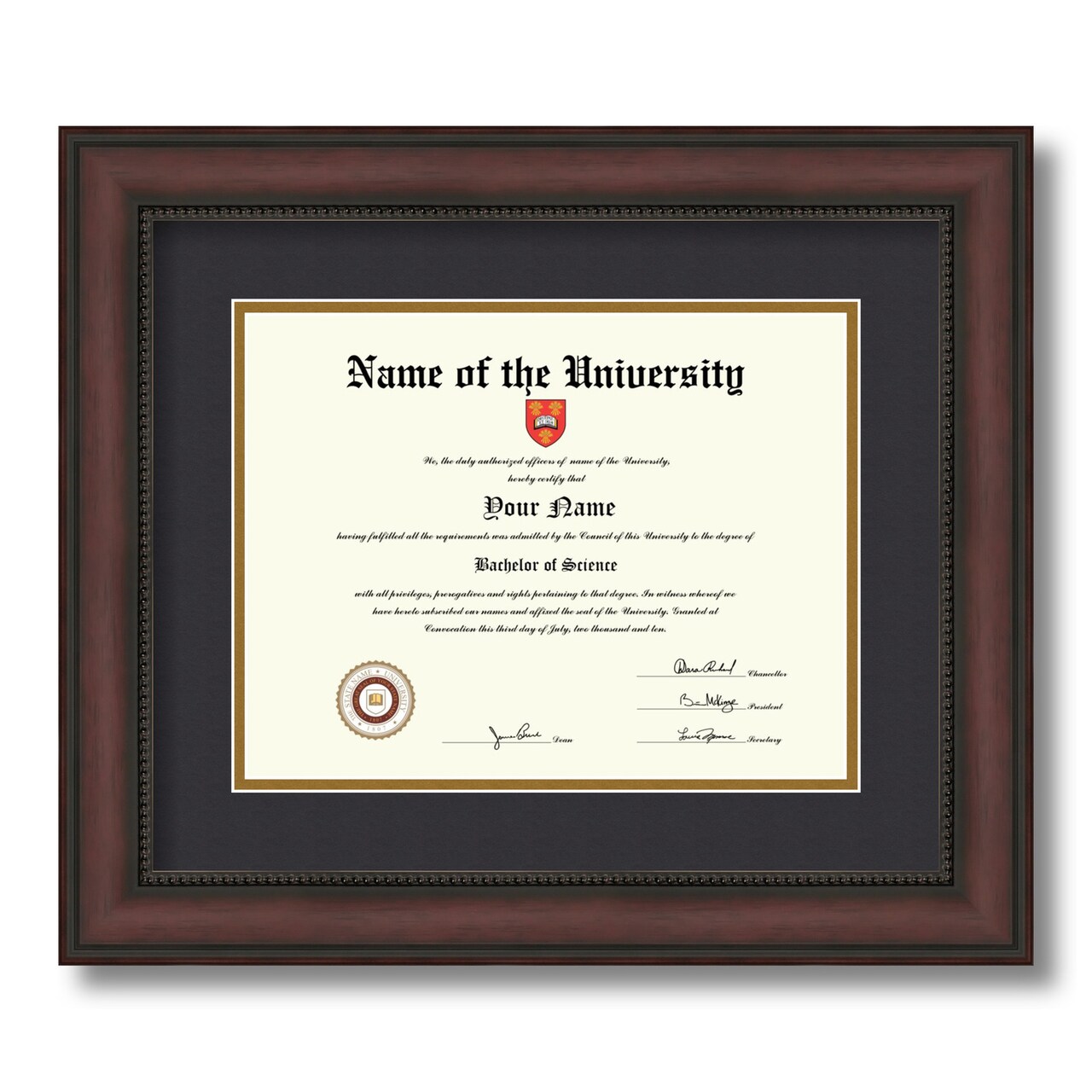 ArtToFrames 8.5x11 inch Diploma Frame - Framed with Black and Gold Mats, Comes with Regular Glass and Sawtooth Hanger for Wall Hanging (D-8.5x11)